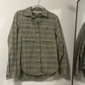 REI green plaid button down